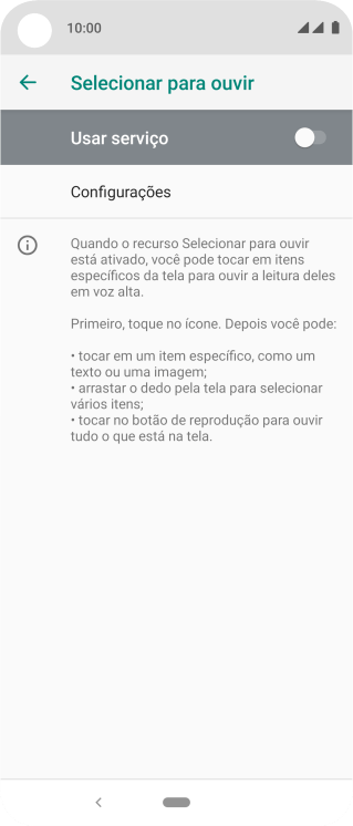 Pressione o indicador para ativar a função. Pressione o indicador para ativar a função.