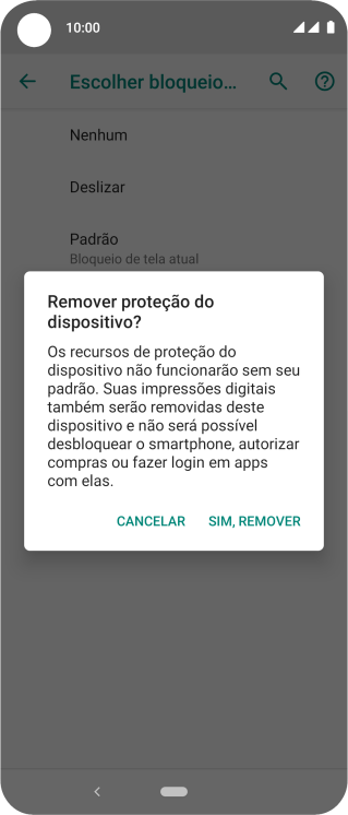 Pressione SIM, REMOVER. Pressione SIM, REMOVER.