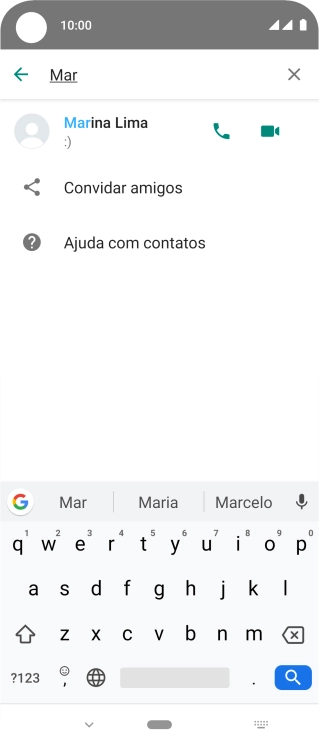 Pressione o ícone de chamada de voz para realizar uma chamada de voz para o contato. Pressione o ícone de chamada de voz para realizar uma chamada de voz para o contato.