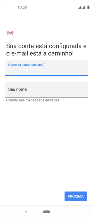 Pressione Seu nome, e digite o nome de remetente desejado. Pressione Seu nome, e digite o nome de remetente desejado.