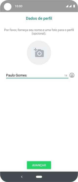 Digite o nome do usuário, e pressione AVANÇAR. Digite o nome do usuário, e pressione AVANÇAR.