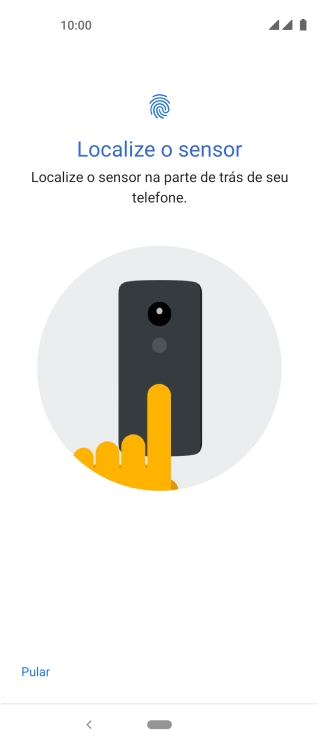 Siga as instruções na tela para configurar o código de bloqueio do celular com impressão digital. Siga as instruções na tela para configurar o código de bloqueio do celular com impressão digital.