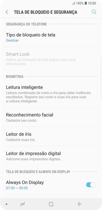 Pressione Leitor de íris. Pressione Leitor de íris.