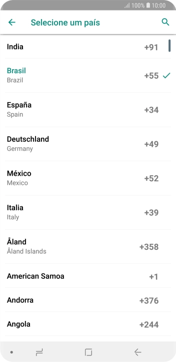 Pressione o país desejado. Pressione o país desejado.