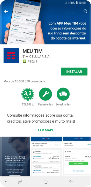 Pressione INSTALAR, e siga as indicações da tela para instalar o app. Pressione INSTALAR, e siga as indicações da tela para instalar o app.