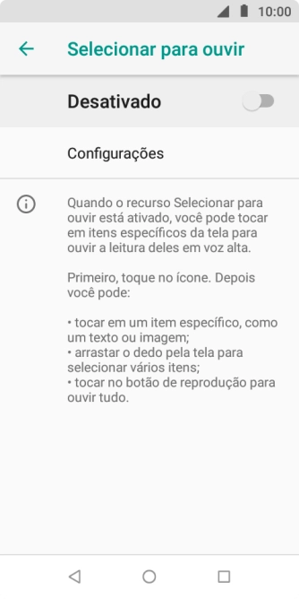 Pressione o indicador para ativar a função. Pressione o indicador para ativar a função.