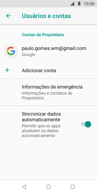Pressione Adicionar conta. Pressione Adicionar conta.