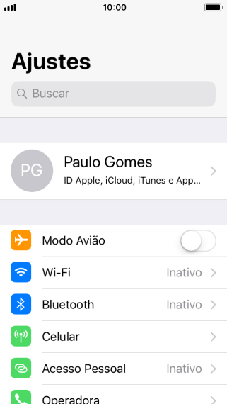 Pressione seu ID Apple. Pressione seu ID Apple.