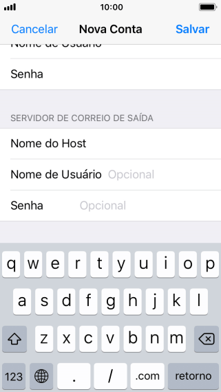 Pressione Nome de Usuário, e digite o nome de usuário da sua conta e-mail. Pressione Nome de Usuário, e digite o nome de usuário da sua conta e-mail.