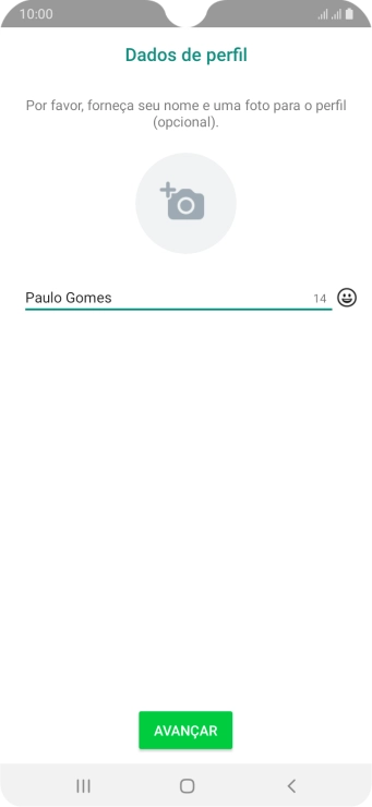 Digite o nome do usuário, e pressione AVANÇAR. Digite o nome do usuário, e pressione AVANÇAR.