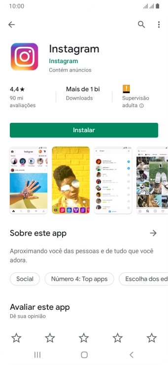 Pressione Instalar, e siga as indicações da tela para instalar o app. Pressione Instalar, e siga as indicações da tela para instalar o app.