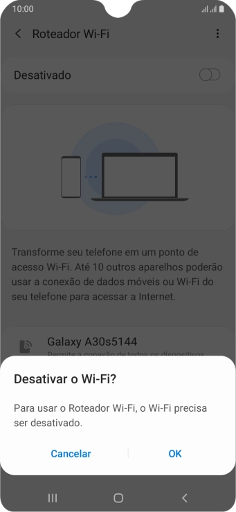 Se o Wi-Fi estiver ativado você deve pressionar OK. Se o Wi-Fi estiver ativado você deve pressionar OK.