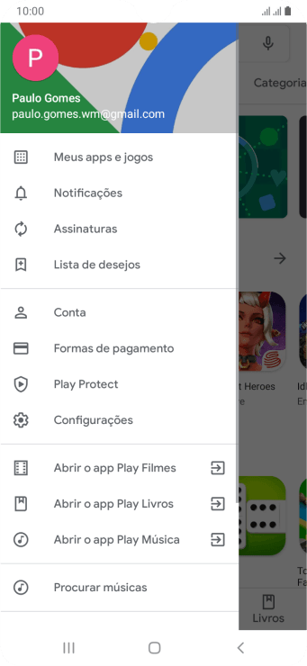Pressione Configurações. Pressione Configurações.