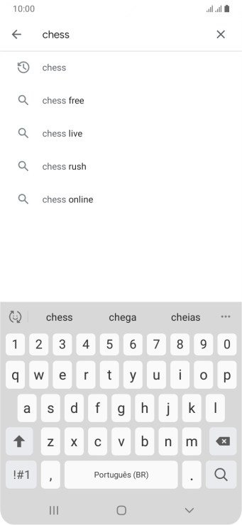 Insira o nome ou assunto do app desejado, e pressione o ícone de busca. Insira o nome ou assunto do app desejado, e pressione o ícone de busca.