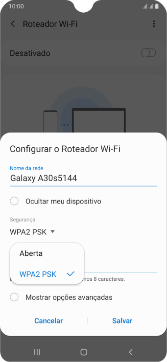 Pressione WPA2 PSK para proteger seu Roteador Wi-Fi com uma senha. Pressione WPA2 PSK para proteger seu Roteador Wi-Fi com uma senha.