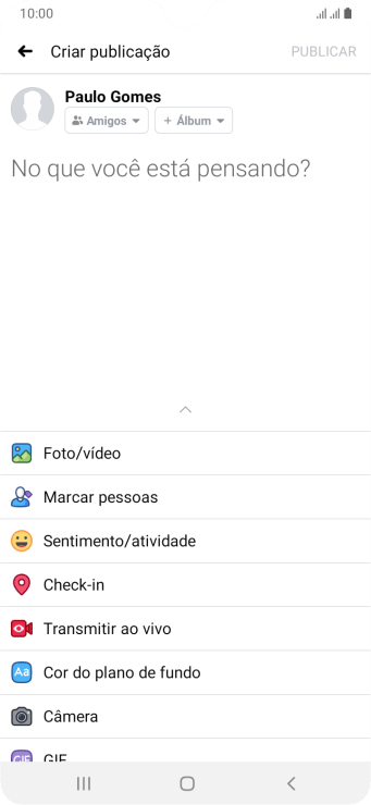 Pressione o campo de escrever, e digite a atualização desejada. Pressione o campo de escrever, e digite a atualização desejada.