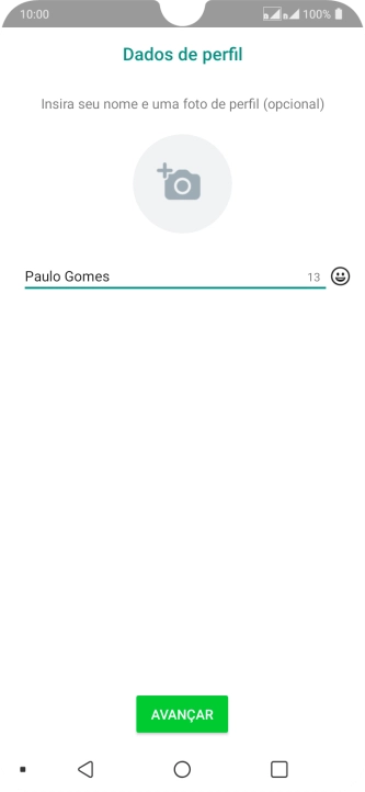 Digite o nome do usuário, e pressione AVANÇAR. Digite o nome do usuário, e pressione AVANÇAR.