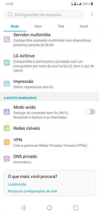 Pressione Redes móveis. Pressione Redes móveis.
