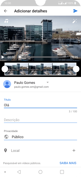 Escreva o texto desejado, e pressione o ícone de upload. Escreva o texto desejado, e pressione o ícone de upload.
