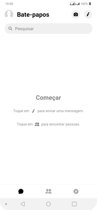 Pressione o ícone de nova mensagem. Pressione o ícone de nova mensagem.