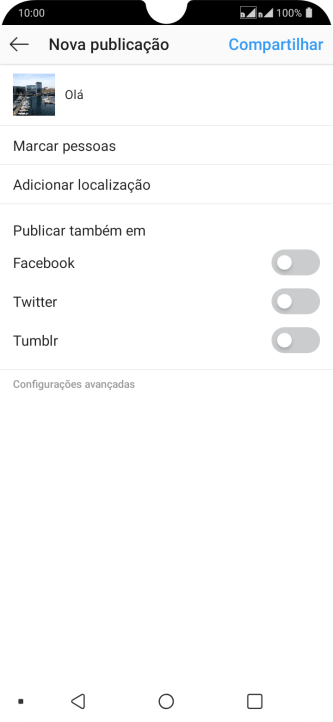 Digite o texto, e pressione Compartilhar. Digite o texto, e pressione Compartilhar.