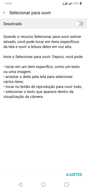 Pressione o indicador para ativar a função. Pressione o indicador para ativar a função.
