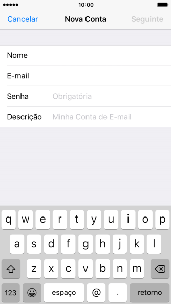 Pressione Senha e digite a senha da sua conta e-mail. Pressione Senha e digite a senha da sua conta e-mail.