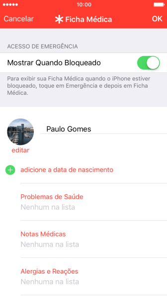Pressione as informações desejadas, e siga as indicações da tela para adicionar informações. Pressione as informações desejadas, e siga as indicações da tela para adicionar informações.
