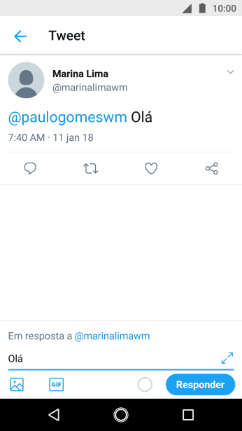 Escreva a resposta desejada, e pressione Responder. Escreva a resposta desejada, e pressione Responder.