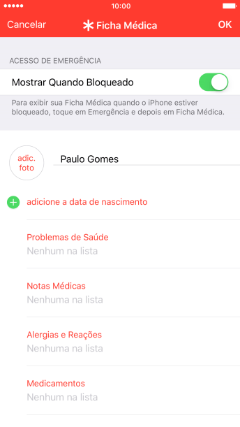 Pressione adic. foto, e siga as indicações da tela para adicionar uma foto. Pressione adic. foto, e siga as indicações da tela para adicionar uma foto.