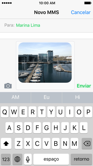 Pressione Enviar quando terminar de digitar a iMessage. Pressione Enviar quando terminar de digitar a iMessage.