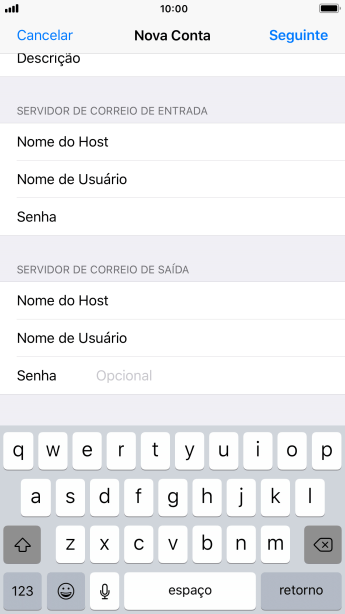 Pressione Senha e digite a senha da sua conta e-mail. Pressione Senha e digite a senha da sua conta e-mail.
