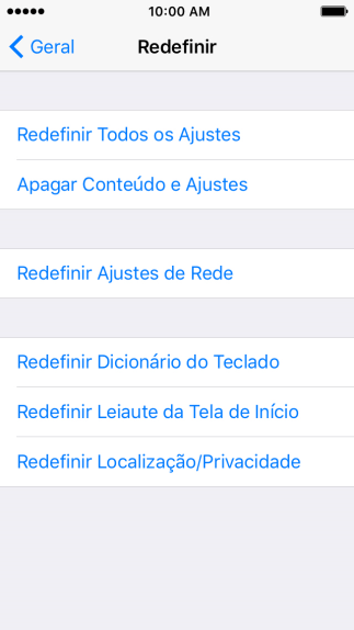 Pressione Redefinir Todos os Ajustes. Pressione Redefinir Todos os Ajustes.