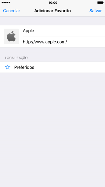 Digite o nome do favorito, e pressione Salvar. Digite o nome do favorito, e pressione Salvar.