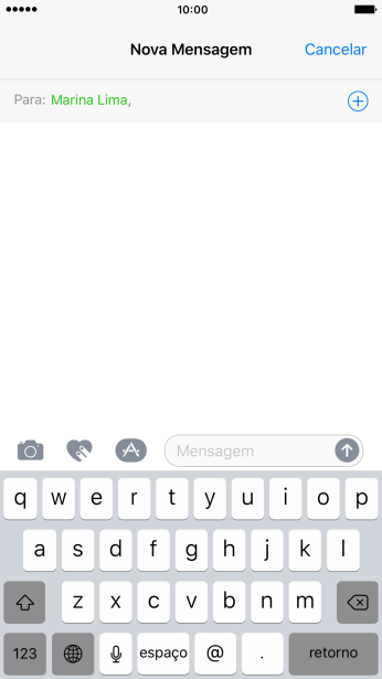 Se o destinatário puder receber iMessages, o texto iMessage irá aparecer no campo de escrever. Se o destinatário puder receber iMessages, o texto iMessage irá aparecer no campo de escrever.