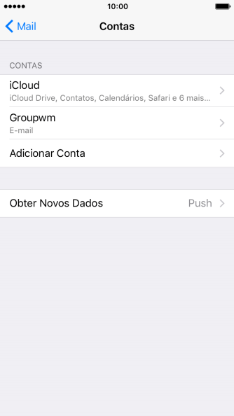 Pressione o nome da conta de e-mail que você acabou de criar. Pressione o nome da conta de e-mail que você acabou de criar.