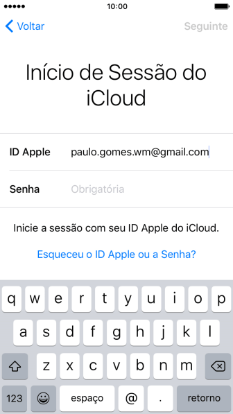 Pressione Obrigatória, e digite a senha do seu ID Apple. Pressione Obrigatória, e digite a senha do seu ID Apple.