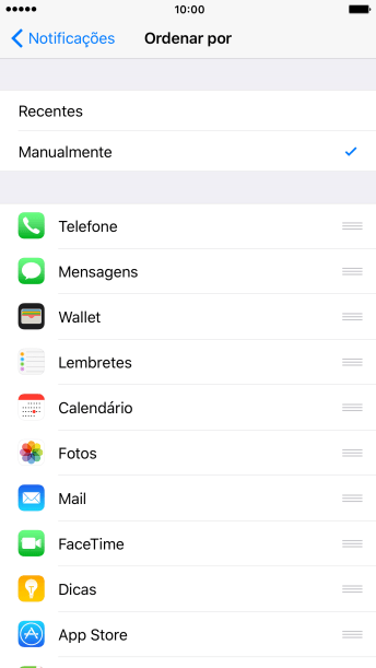 Se você quiser ordenar notificações manualmente, deve pressionar o ícone de organizar ao lado do ponto de menu, e mover o ponto para o lugar desejado na lista . Se você quiser ordenar notificações manualmente, deve pressionar o ícone de organizar ao lado do ponto de menu, e mover o ponto para o lugar desejado na lista .