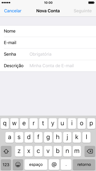 Pressione Senha e digite a senha da sua conta e-mail. Pressione Senha e digite a senha da sua conta e-mail.