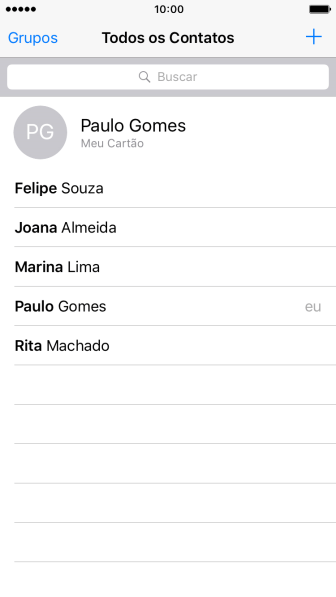 Pressione o ícone de novo contato. Pressione o ícone de novo contato.