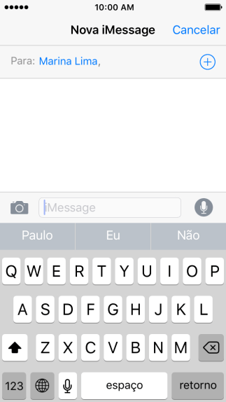 Se o destinatário puder receber iMessages, o texto iMessage irá aparecer no campo de escrever. Se o destinatário puder receber iMessages, o texto iMessage irá aparecer no campo de escrever.