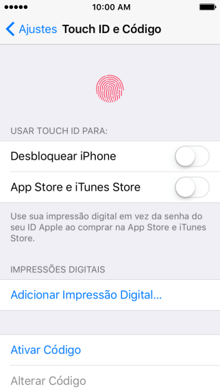 Pressione Ativar Código, e digite um código de bloqueio de sua escolha duas vezes seguidas. Pressione Ativar Código, e digite um código de bloqueio de sua escolha duas vezes seguidas.