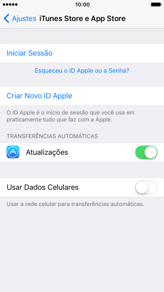 Se você não tiver um ID Apple, deve pressionar Criar Novo ID Apple, e seguir as instruções da tela para instalá-lo. Se você não tiver um ID Apple, deve pressionar Criar Novo ID Apple, e seguir as instruções da tela para instalá-lo.