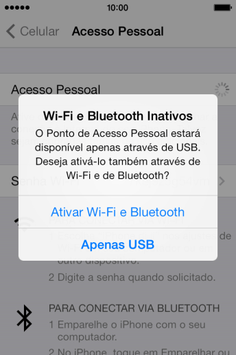 Pressione Ativar Wi-Fi e Bluetooth. Pressione Ativar Wi-Fi e Bluetooth.