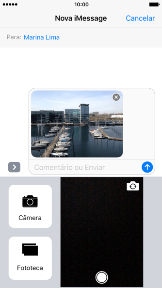 Pressione o ícone de enviar, quando você terminar de escrever a iMessage. Pressione o ícone de enviar, quando você terminar de escrever a iMessage.