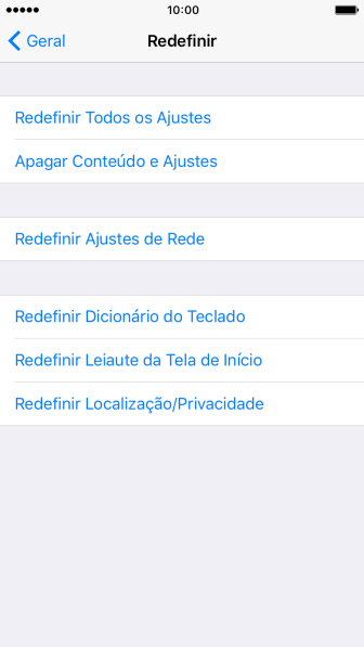 Pressione Redefinir Todos os Ajustes. Pressione Redefinir Todos os Ajustes.