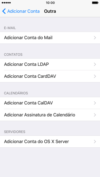 Pressione Adicionar Conta do Mail. Pressione Adicionar Conta do Mail.