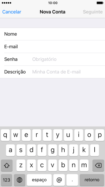 Pressione Senha e digite a senha da sua conta e-mail. Pressione Senha e digite a senha da sua conta e-mail.
