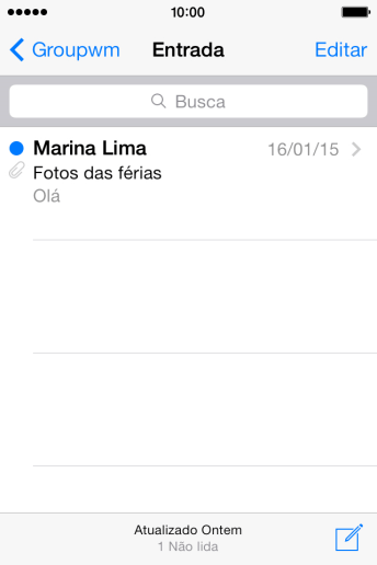 Pressione o ícone de novo e-mail Pressione o ícone de novo e-mail