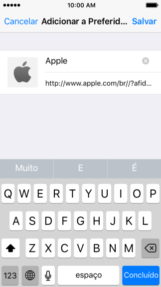 Digite o nome do favorito, e pressione Salvar. Digite o nome do favorito, e pressione Salvar.